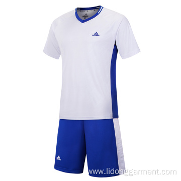 Wholesale custom round neck simple soccer jersey set